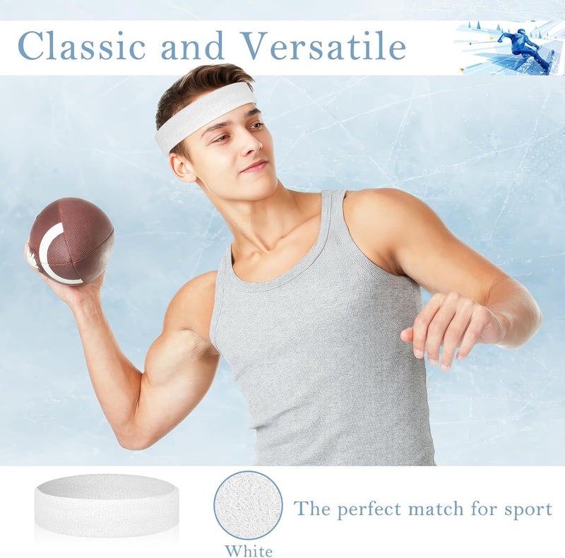 PEASUG 4 Pack Headbands for Men, Sweat Bands Headbands Men & Women, Cotton Terry Sweat Bands for Tennis, Basketball, Running, Gym, Working Out - Image 4